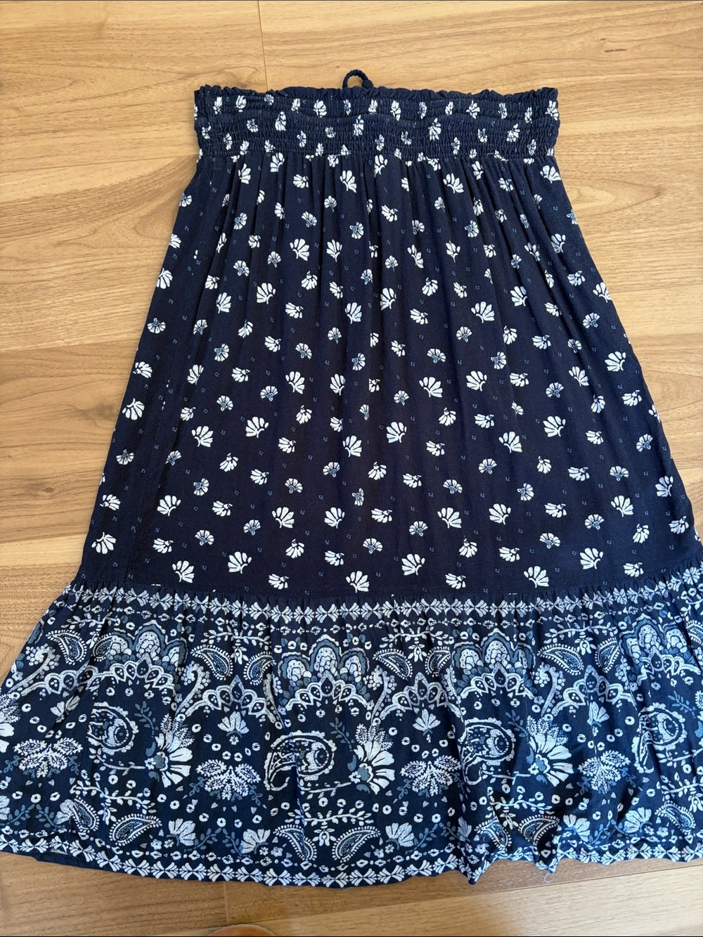 Floral Print Midi Skirt smocked cottagecore - Picture 10 of 11